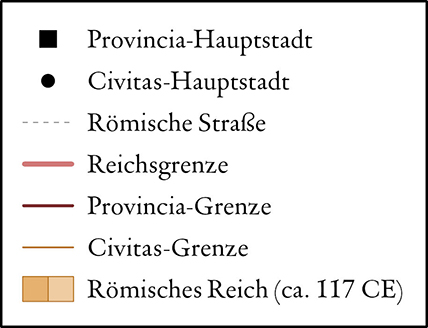 Nordwesteuropa unter den Römern, circa 117 legend
