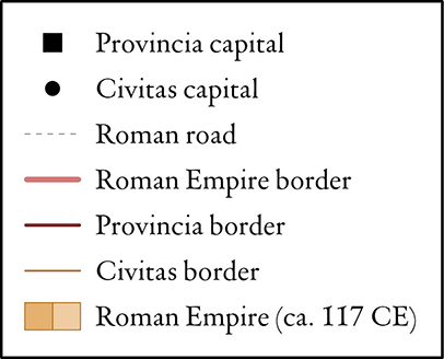North-West Europe under the Romans, c. 117 legend
