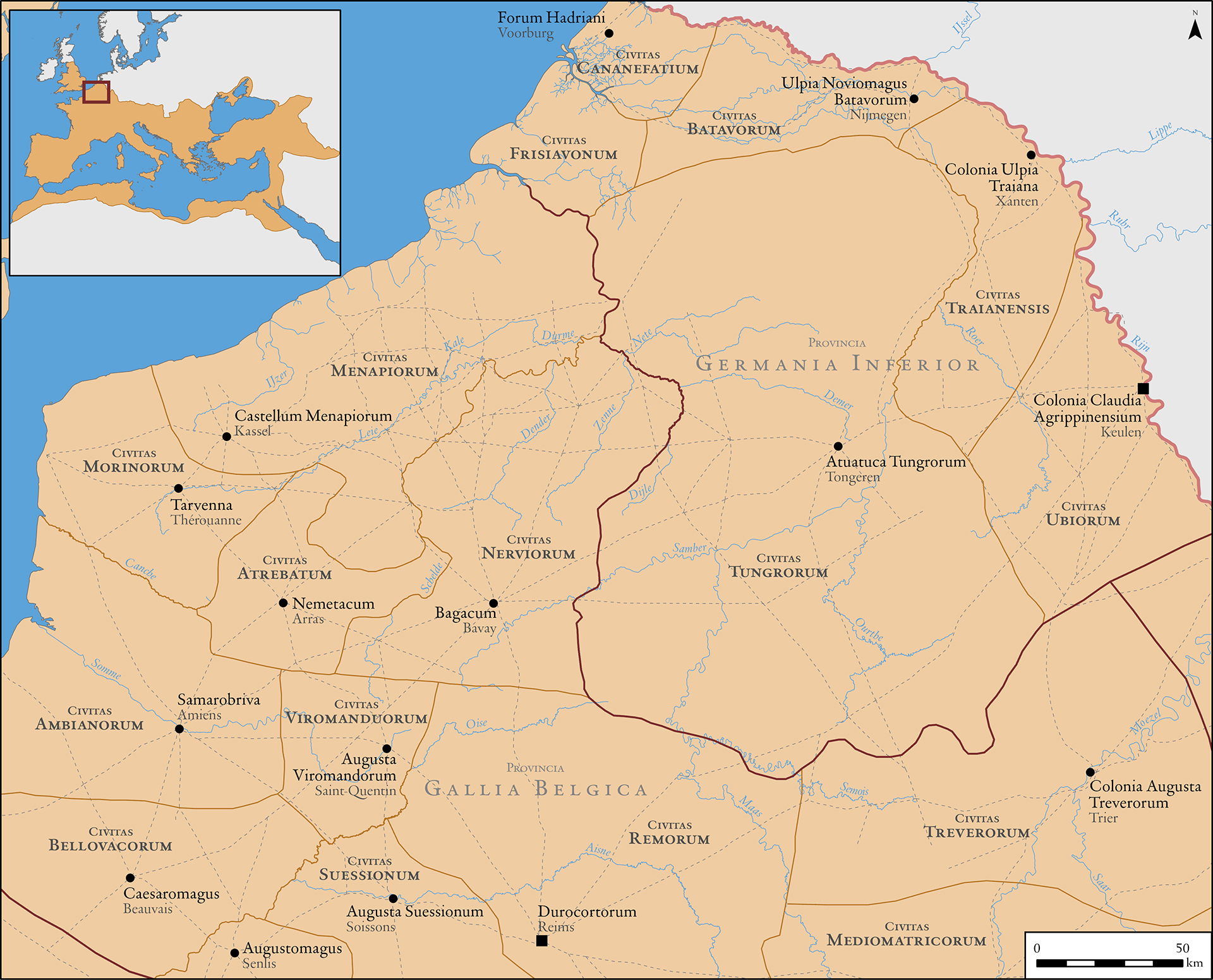 Noordwest-Europa onder de Romeinen, circa 117