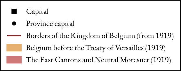 Belgium after the Versailles peace treaty (30 June 1919) legend
