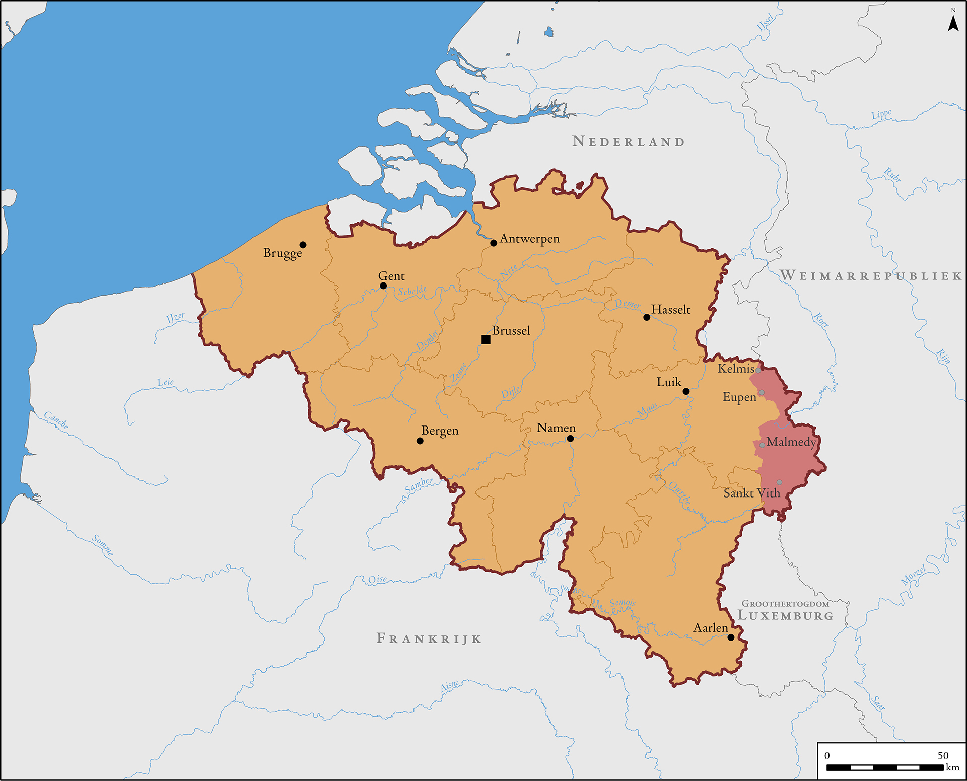 België na het vredesverdrag van Versailles (30 juni 1919)
