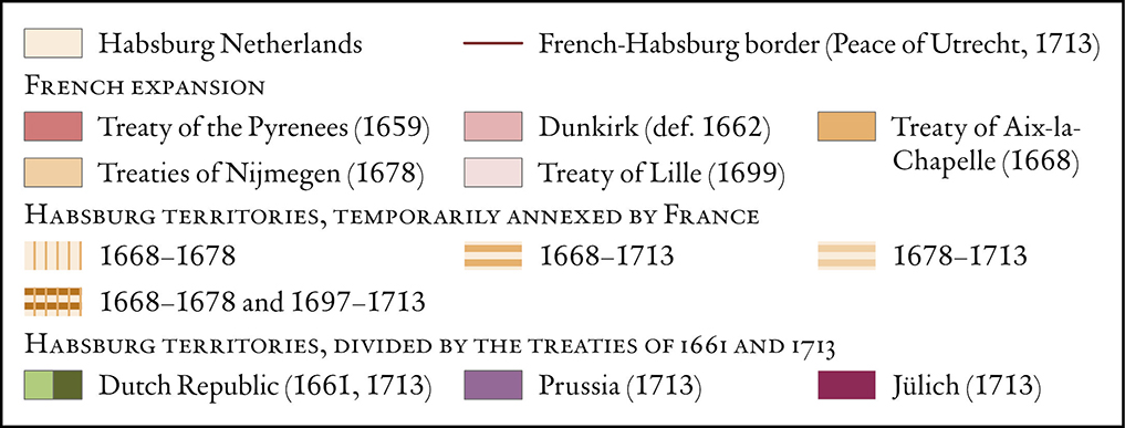 French expansion to the north, 1659-1713 legend