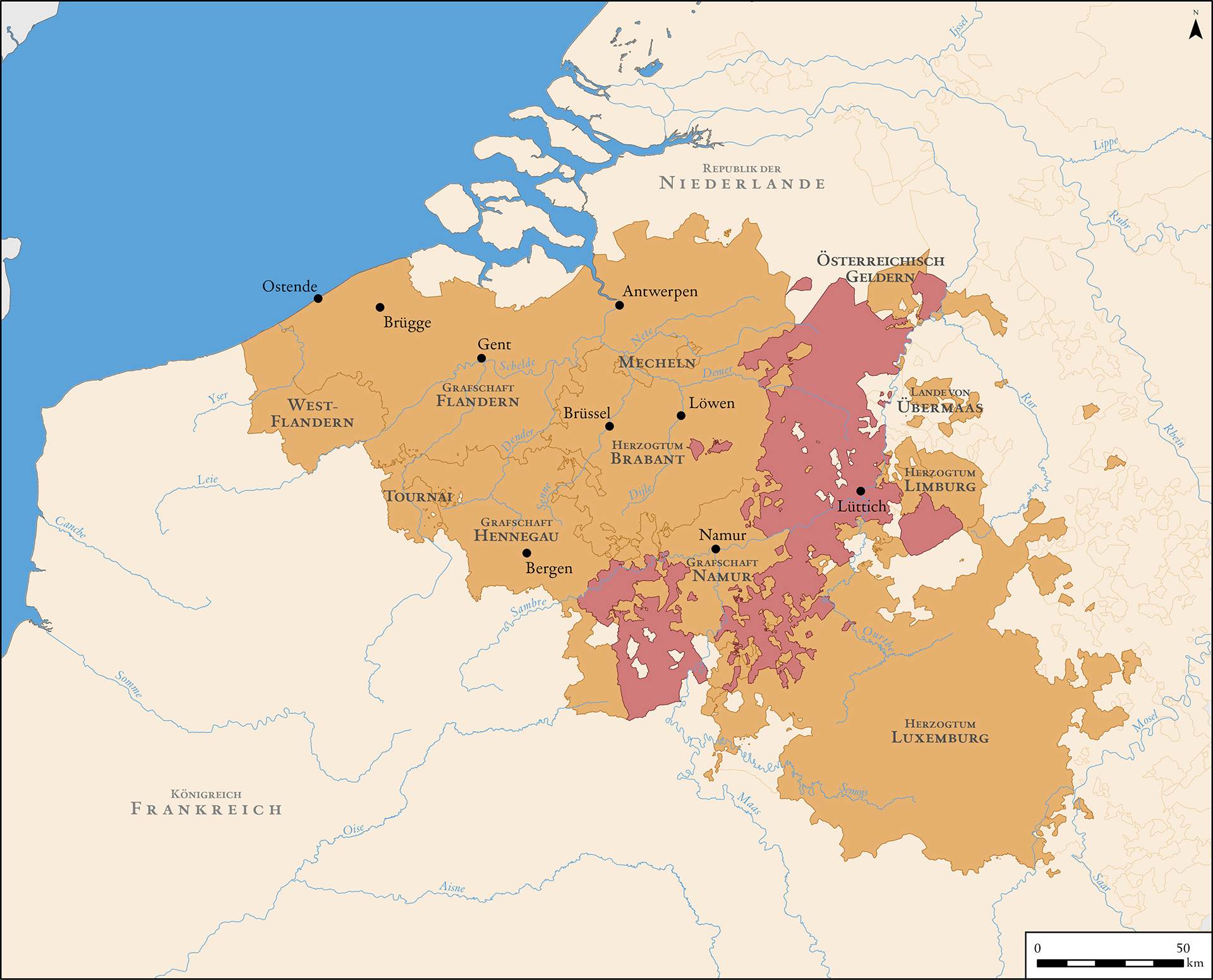 Die Österreichisch-Habsburgischen Niederlande und das Fürstbistum Lüttich, 18. Jahrhundert