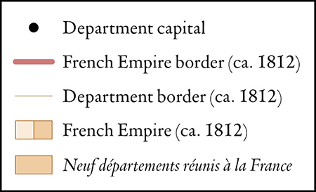 North-West Europe under French rule, 1812 legend