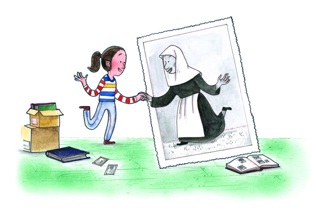 Illustratie 'Begijnen' Canon van Vlaanderen voor kinderen © Benjamin Leroy en Merel Eyckerman / Salto (Standaard Uitgeverij)