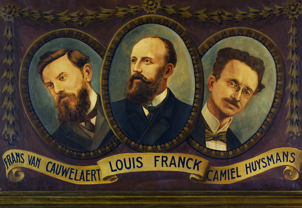 Frans Van Cauwelaert, Louis Franck en Camille Huysmans: de drie kraaiende hanen op een schilderij uit 1910. Collectie Stad Antwerpen, Letterenhuis, SC 28 C 1.