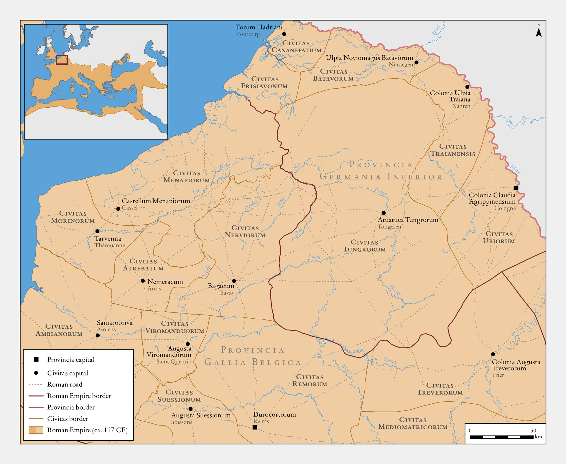 North-West Europe under the Romans, c. 117
