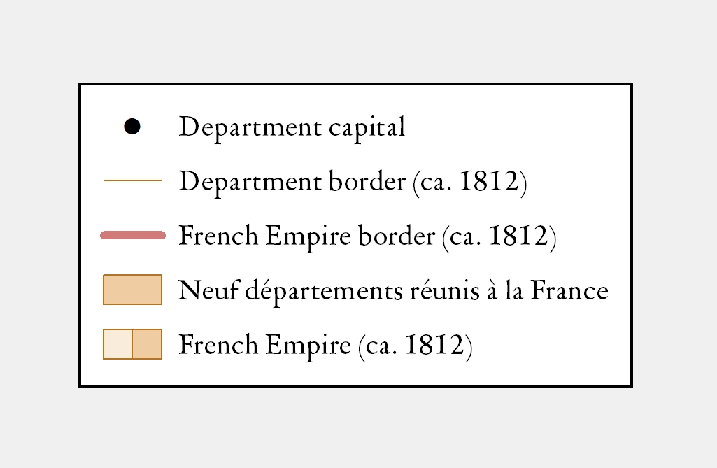 North-West Europe under French rule, 1812 legend