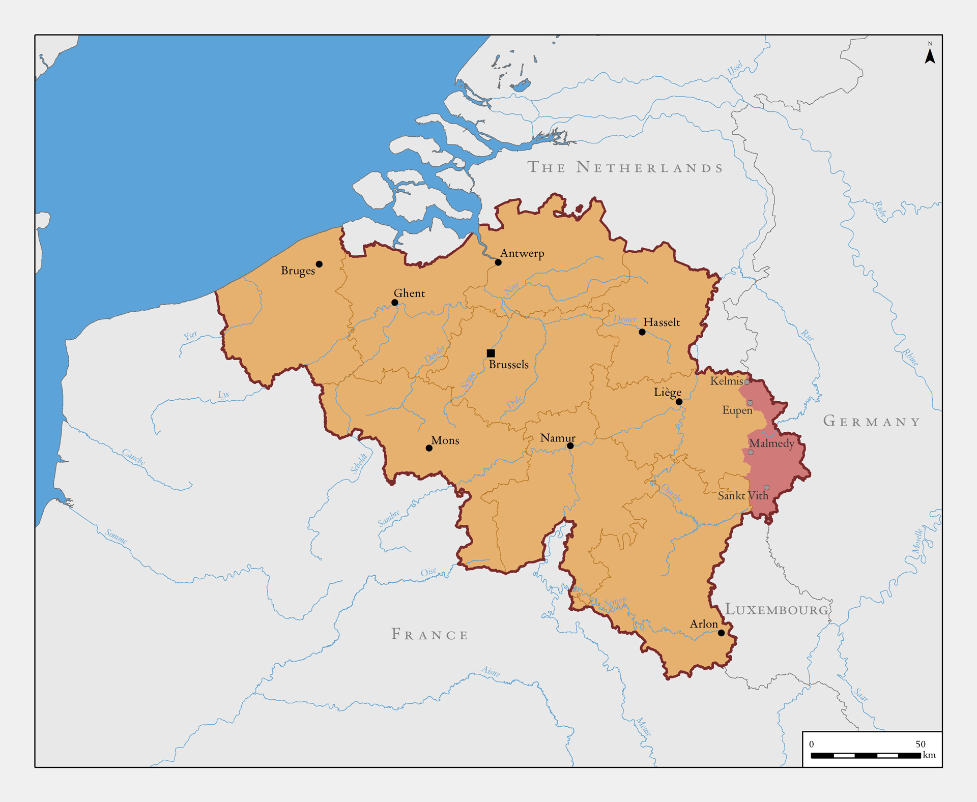 Belgium after the Versailles peace treaty (30 June 1919)