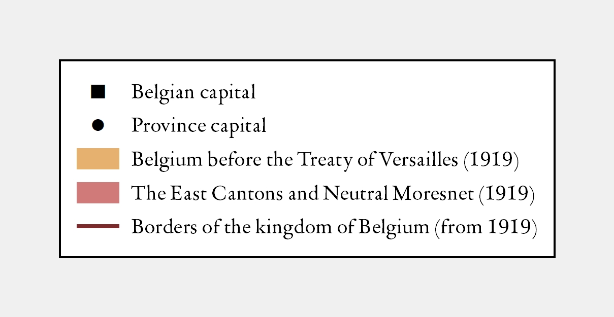 Belgium after the Versailles peace treaty (30 June 1919) legend