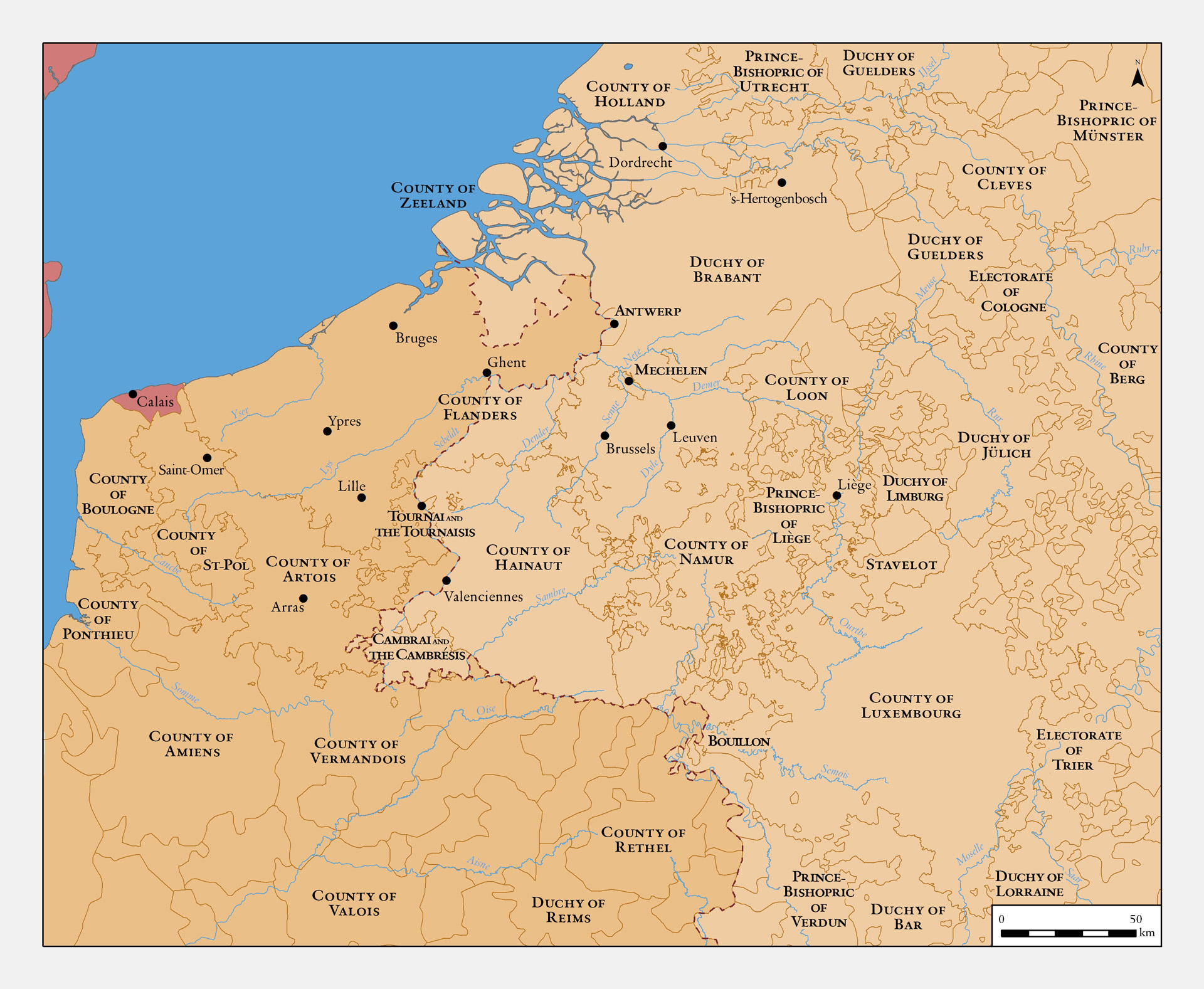 Medieval principalities in the Netherlands, 14th century 