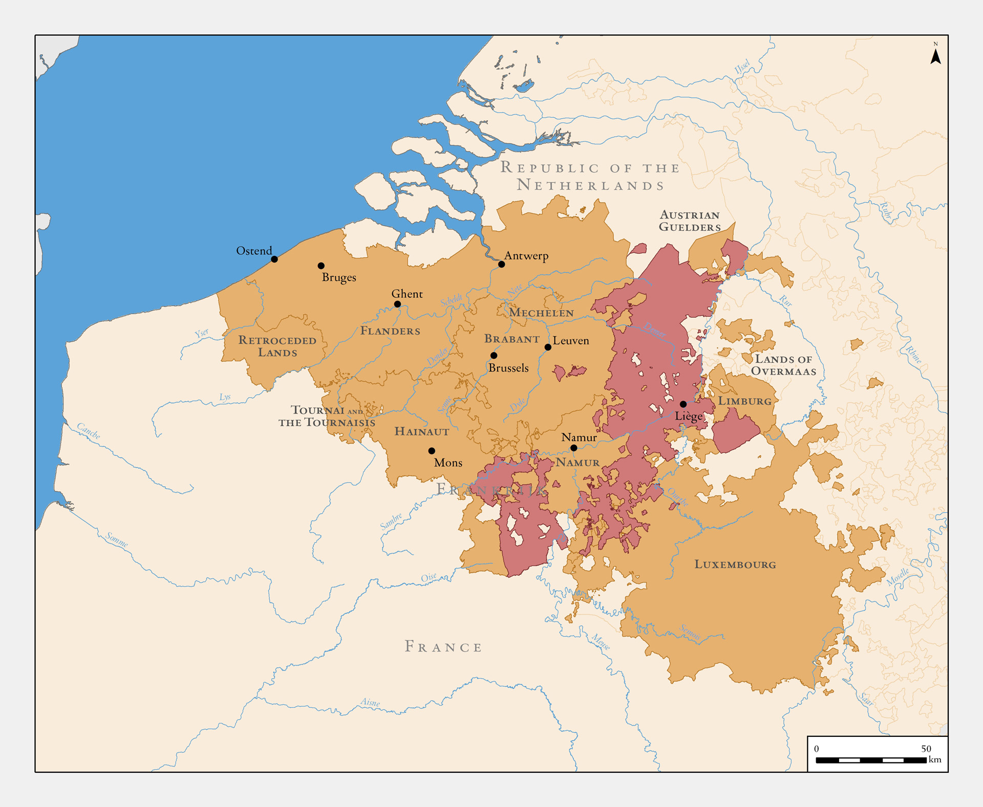 The Austro-Habsburg Netherlands and the Prince-Bishopric of Liège, 18th century